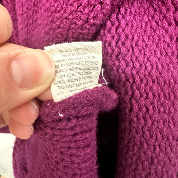 Fossil Cardigan Womens Large Purple‎ Button Fisherman Cableknit Vintage Y2K Glam - Picture 4 of 6